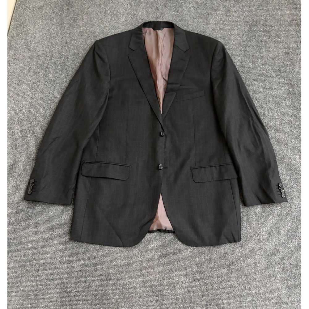 Ermenegildo Zegna Mens Charcoal Pinstripe Super 150s Wool Blazer Jacket 42R 36W